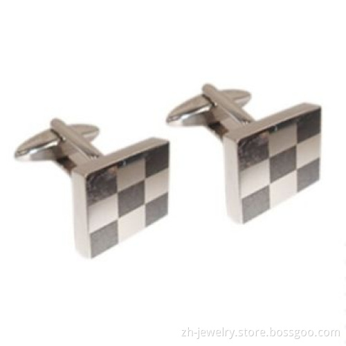 Square/silver gold-plated cufflink, smooth, shiny and bright polish